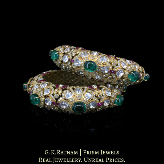 14k Gold and Diamond Polki Open Setting Bangle Pair - G. K. Ratnam