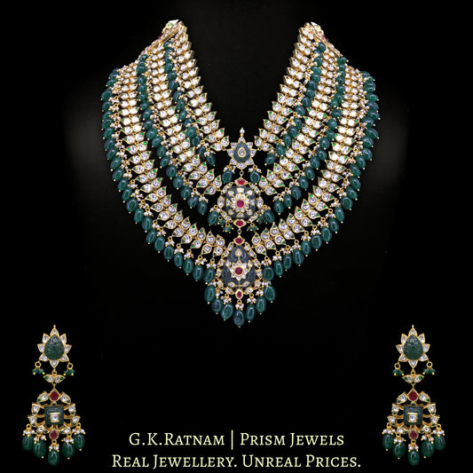 18k Gold And Diamond Polki three-row Bridal Necklace Set - G. K. Ratnam