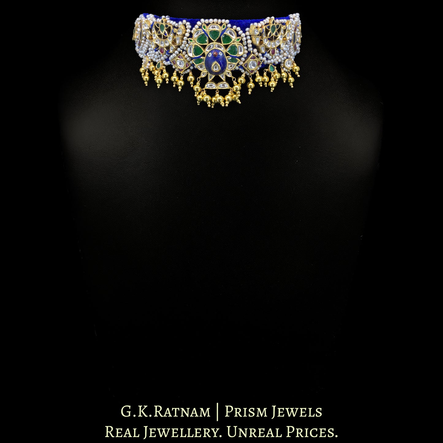 14k Gold and Diamond Polki Choker Necklace