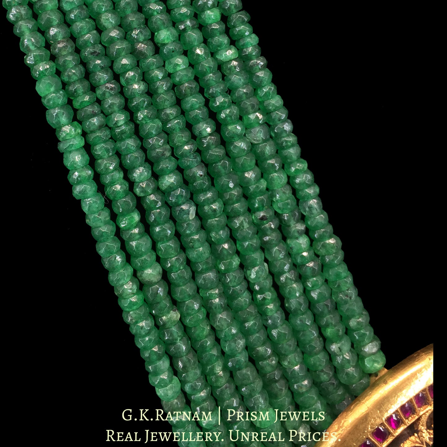 23K Gold And Diamond Polki Pendant With Strawberry Quartz Bunch - G. K. Ratnam