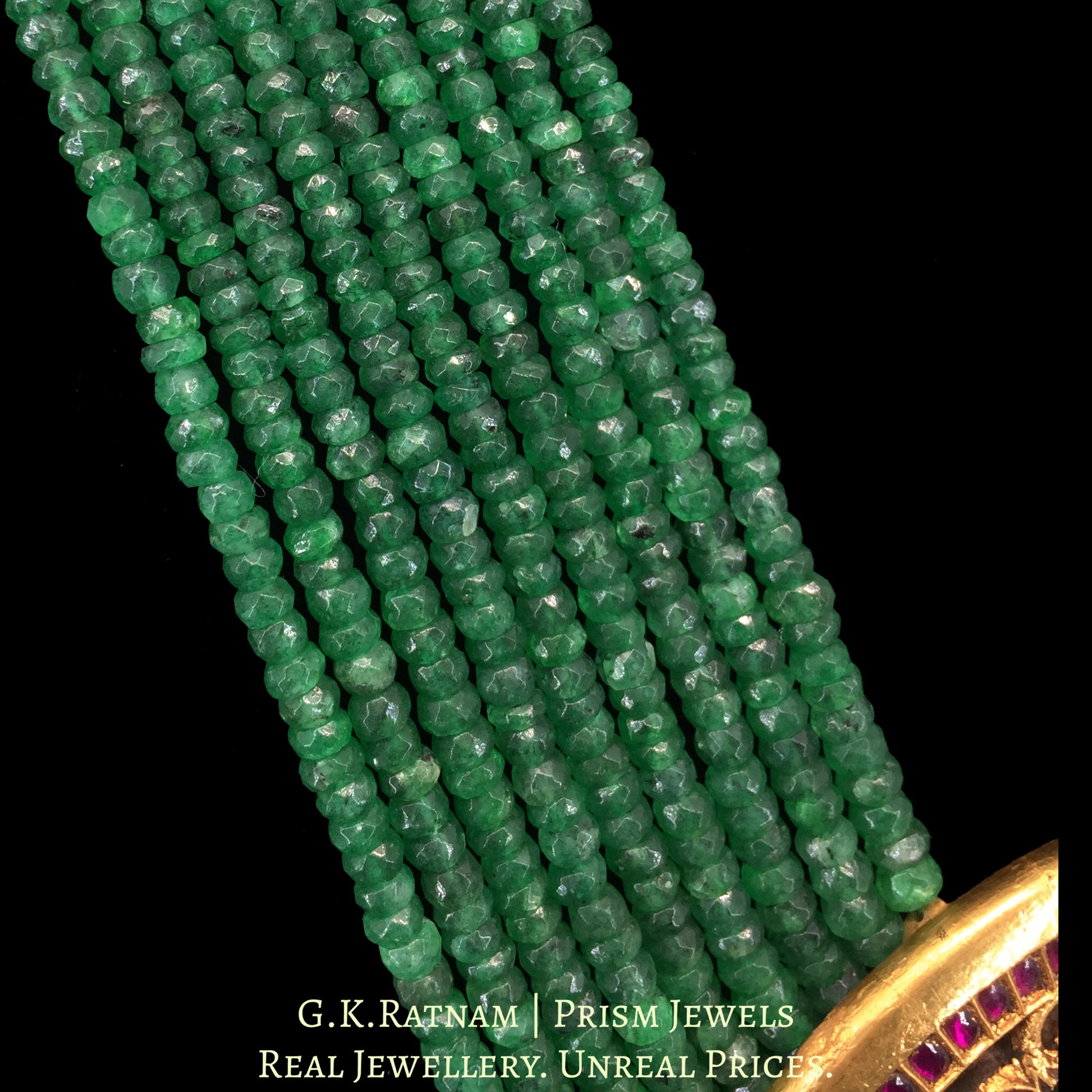 23K Gold And Diamond Polki Pendant With Strawberry Quartz Bunch - G. K. Ratnam
