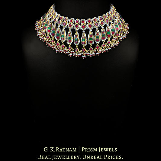 23k Gold south-style Necklace enhanced with Antiqued Freshwater Pearls
