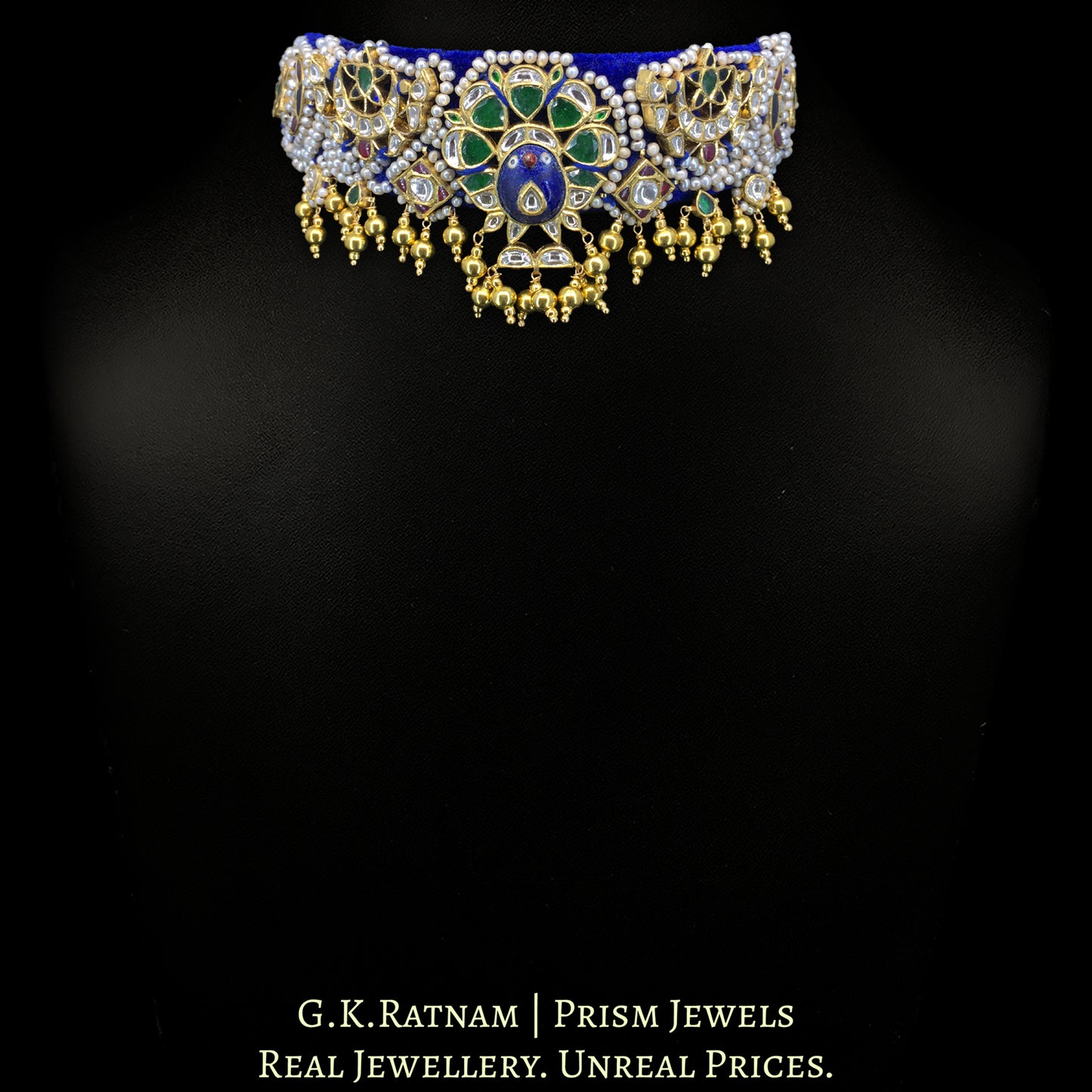14k Gold and Diamond Polki Choker Necklace