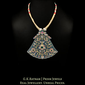 23k Gold and Diamond Polki Big Holdali Pendant with Tassel