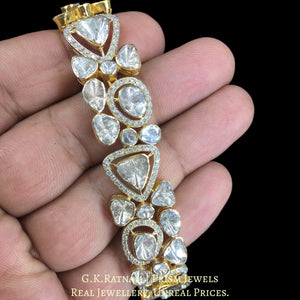 14k Gold and Diamond Polki Open Setting Bracelet