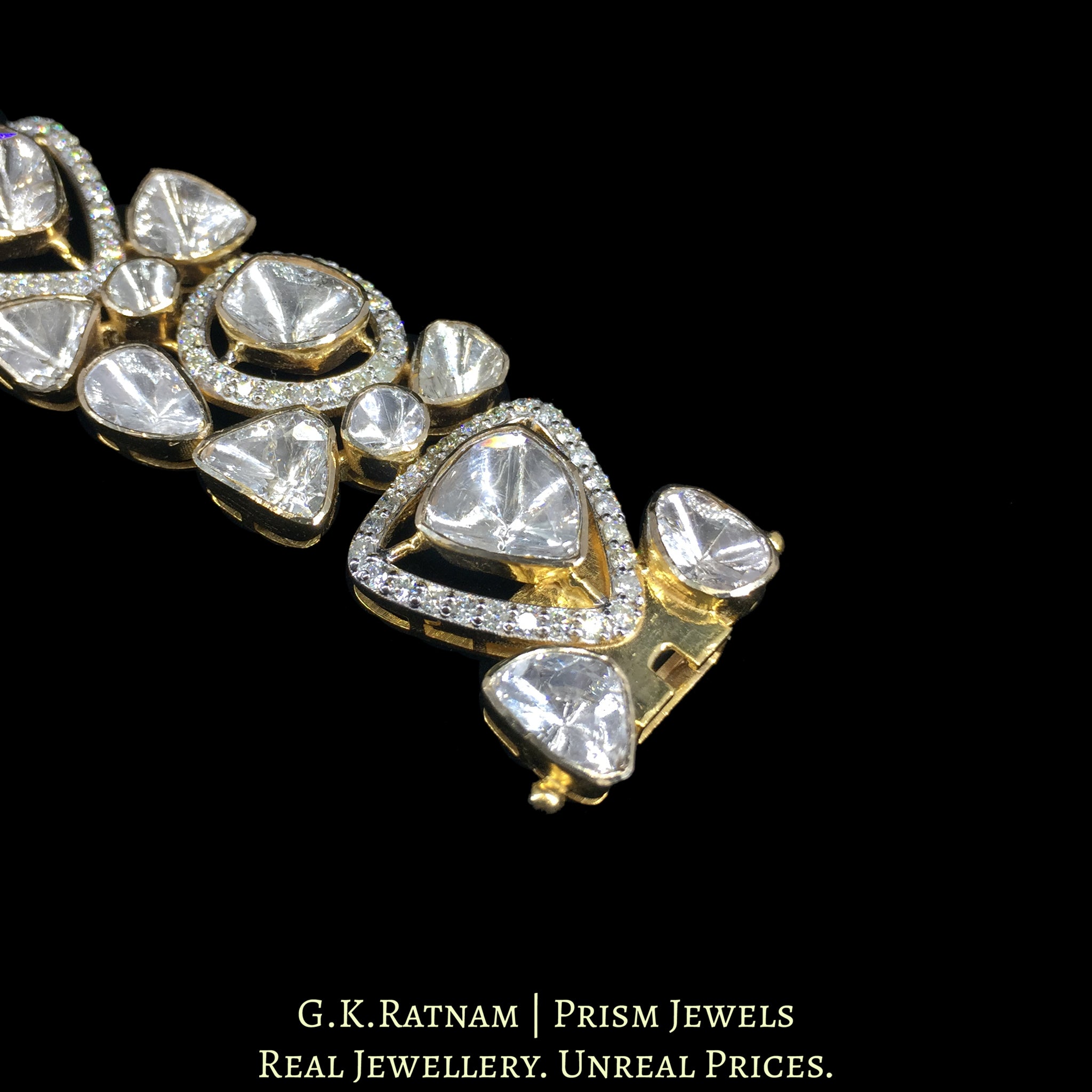 14k Gold and Diamond Polki Open Setting Bracelet