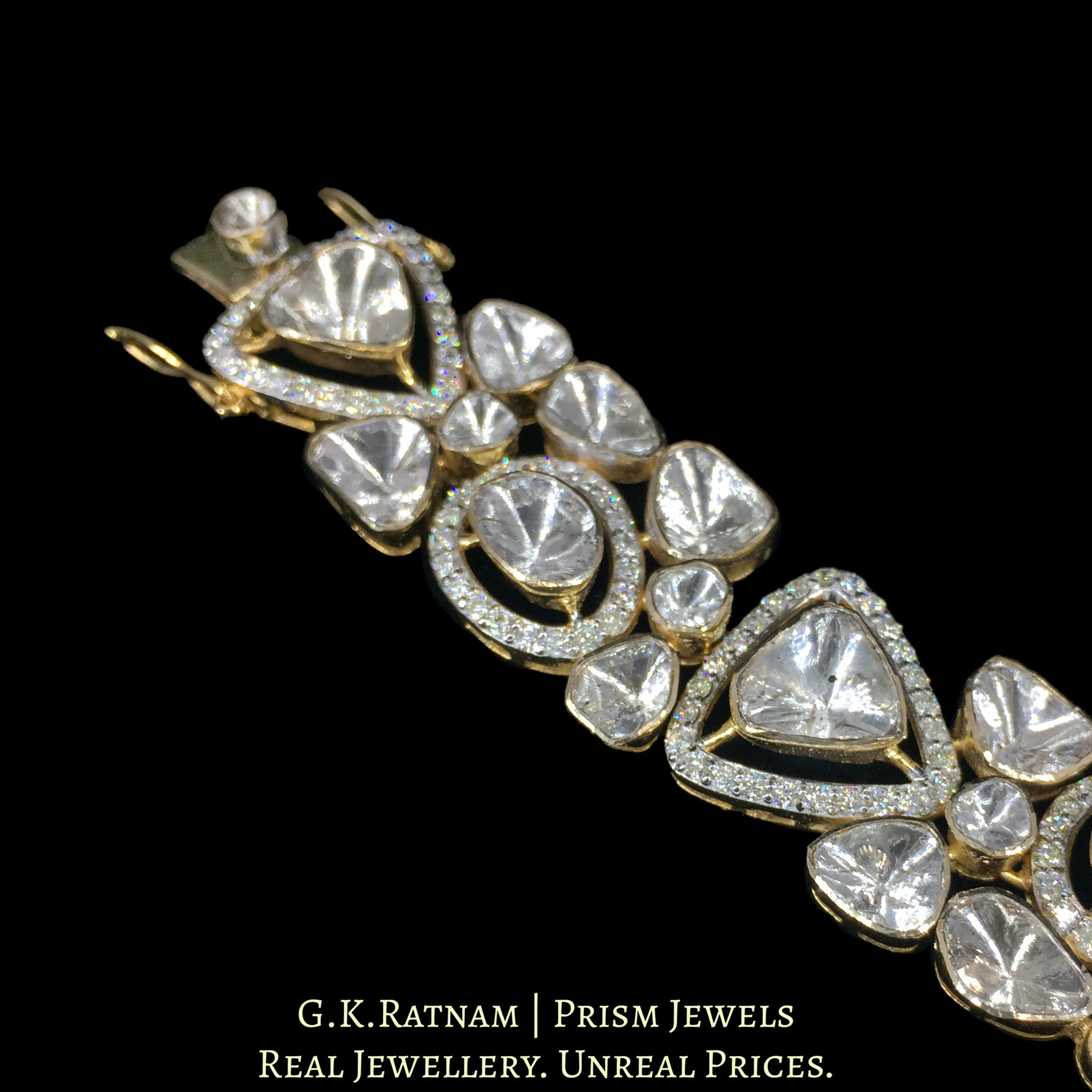 14k Gold and Diamond Polki Open Setting Bracelet