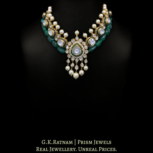 18k Gold and Diamond Polki double-casing Necklace Set - G. K. Ratnam