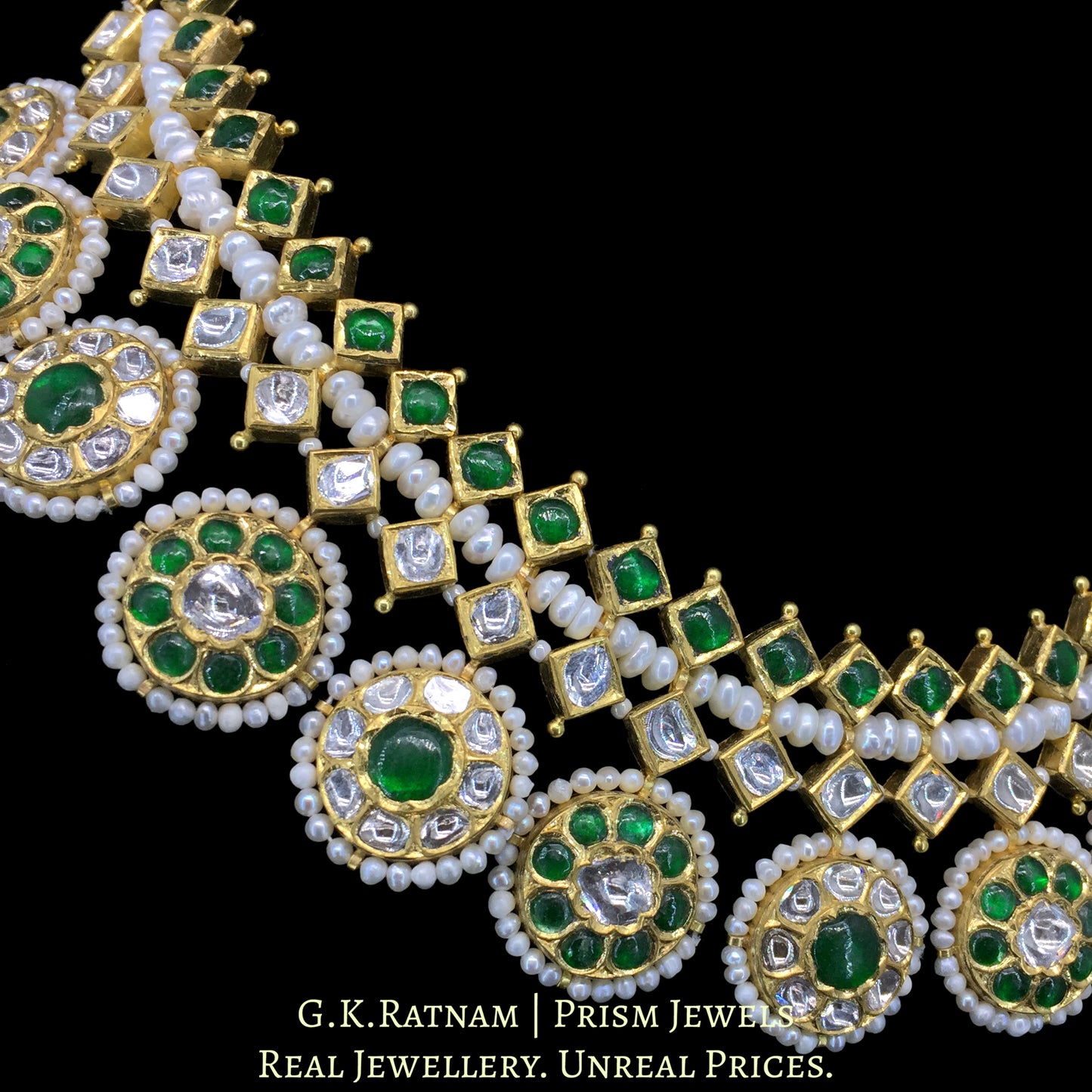 18k Gold and Diamond Polki Necklace Set