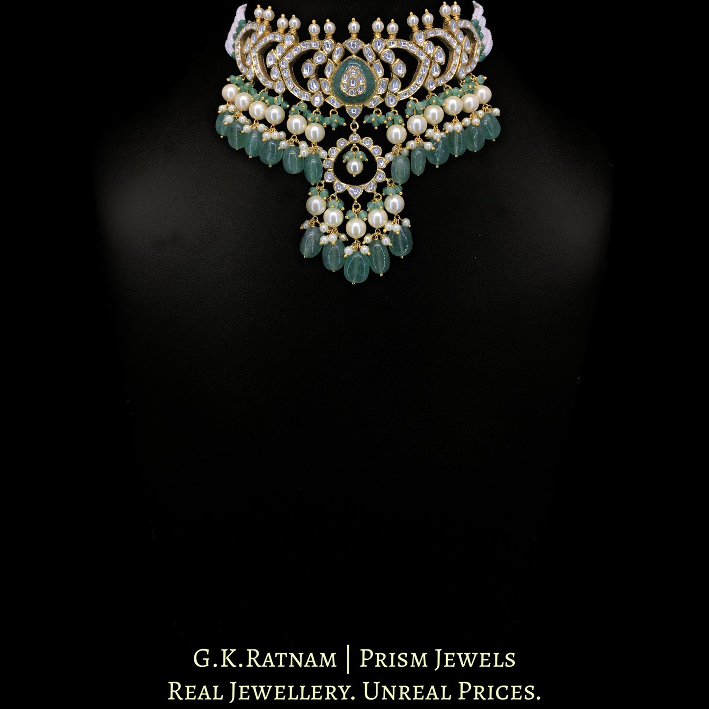 18k Gold and Diamond Polki Choker Necklace Set