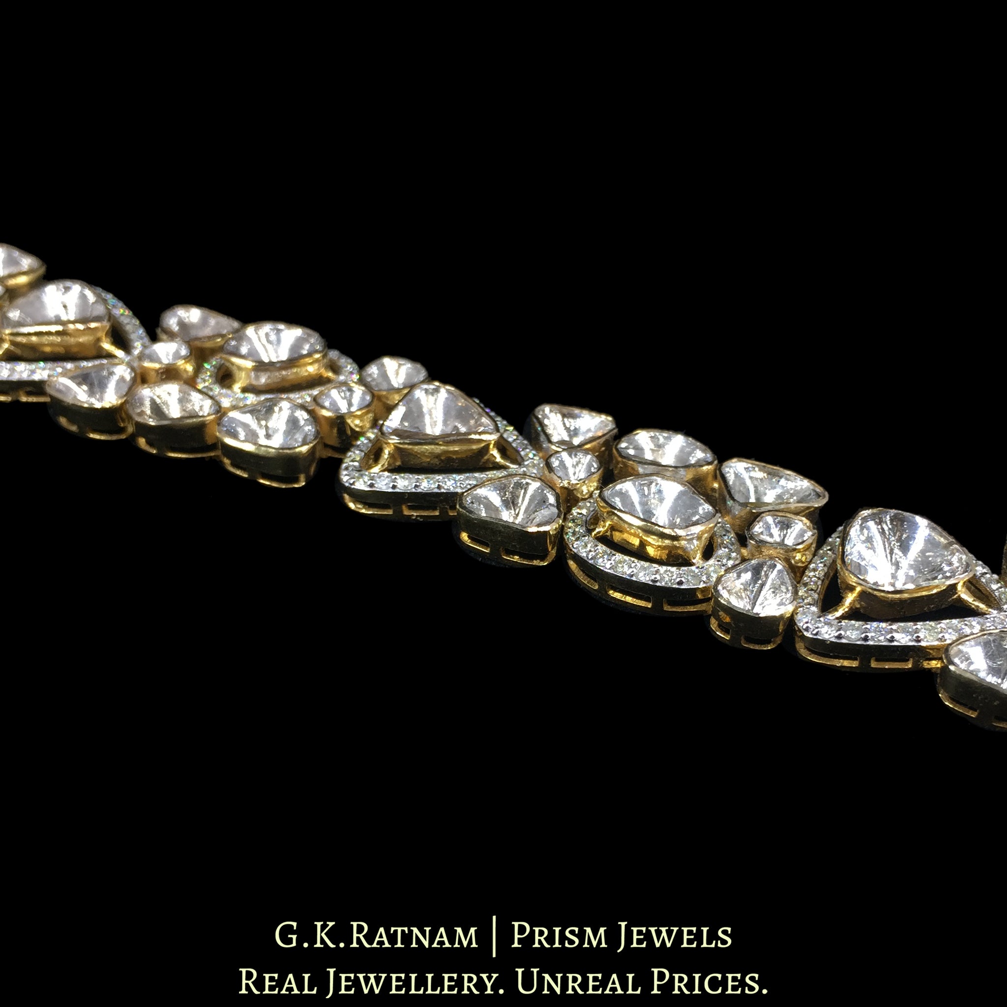 14k Gold and Diamond Polki Open Setting Bracelet