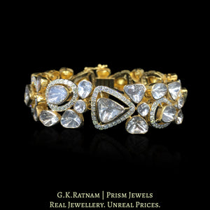 14k Gold and Diamond Polki Open Setting Bracelet