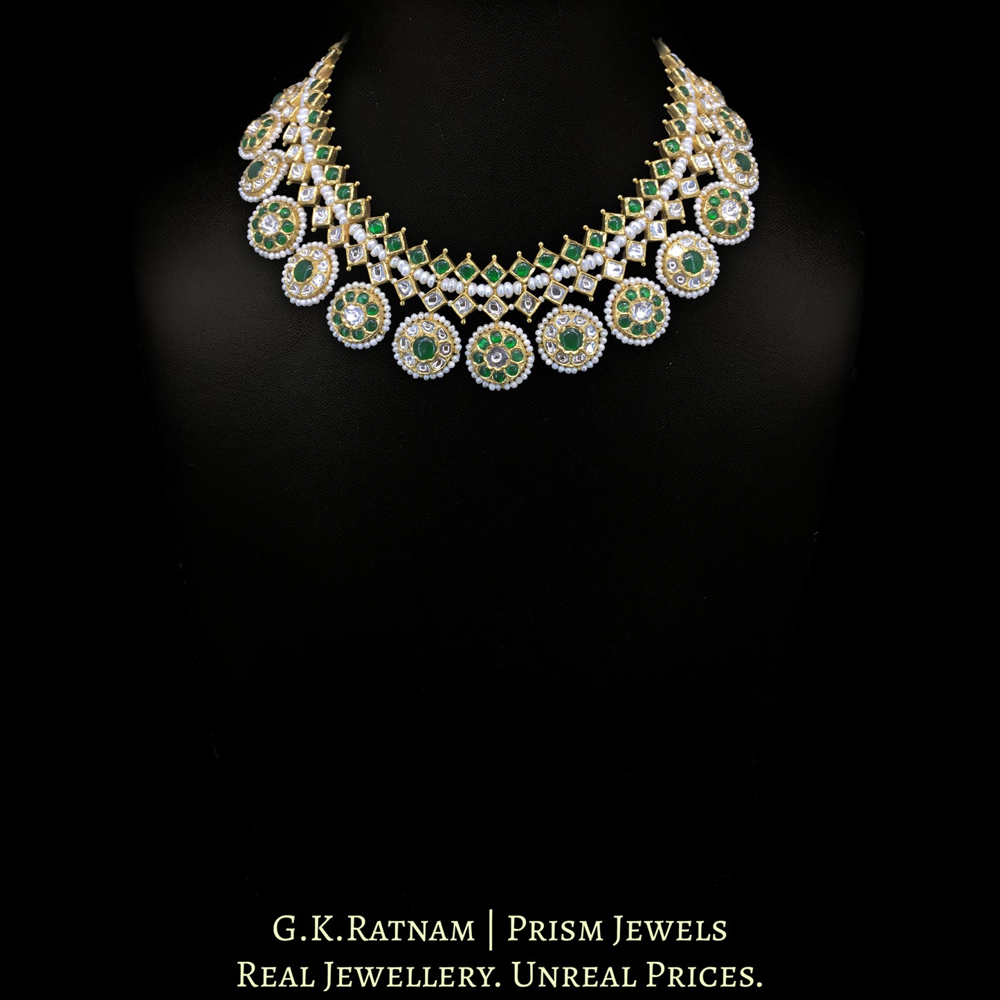 18k Gold and Diamond Polki Necklace Set