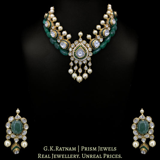 18k Gold and Diamond Polki double-casing Necklace Set - G. K. Ratnam