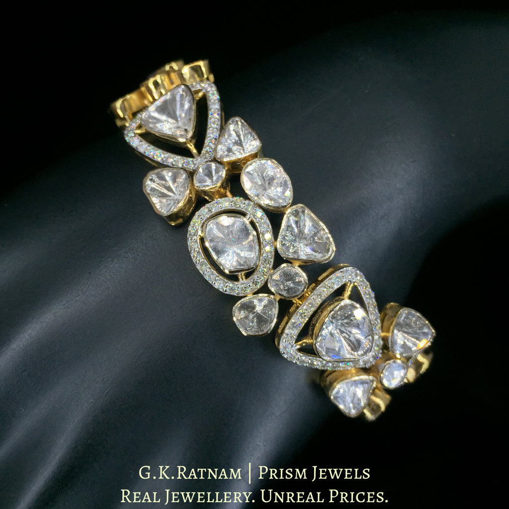 14k Gold and Diamond Polki Open Setting Bracelet