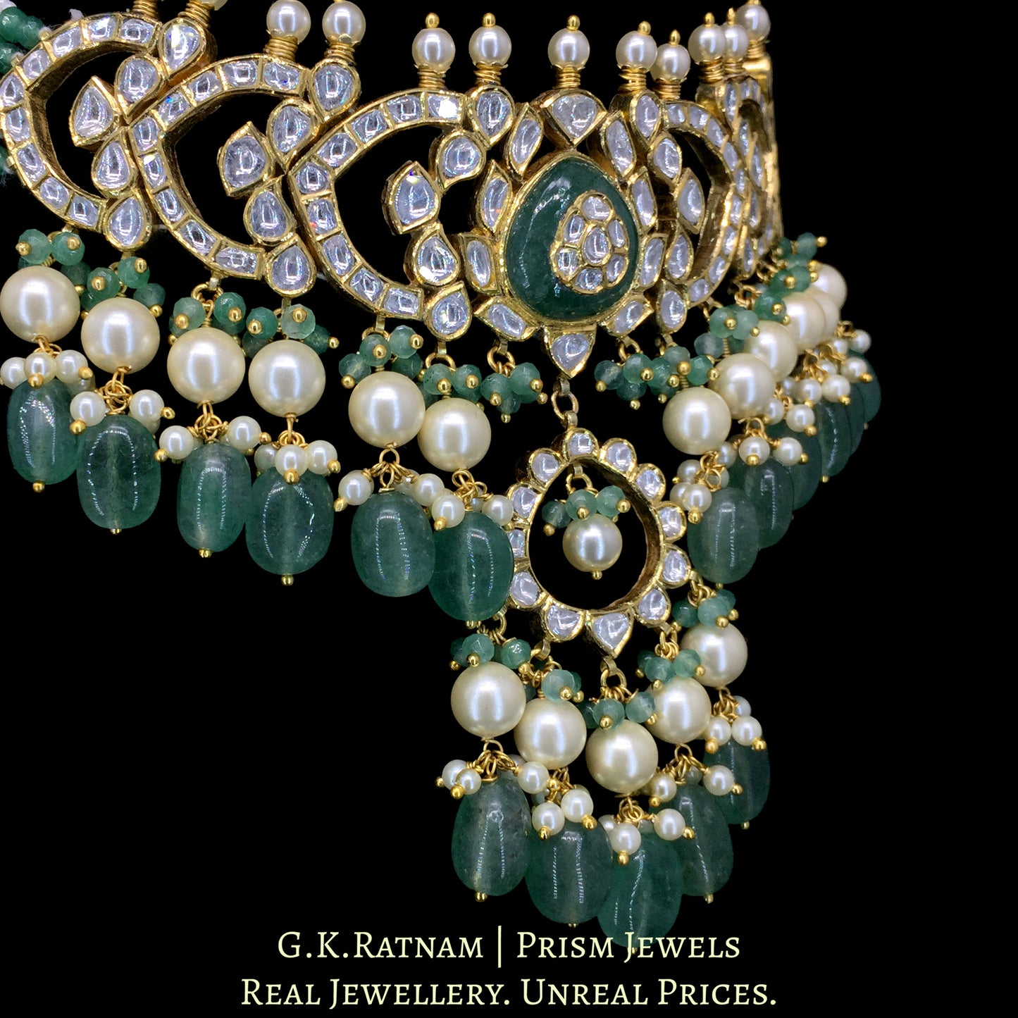 18k Gold and Diamond Polki Choker Necklace Set