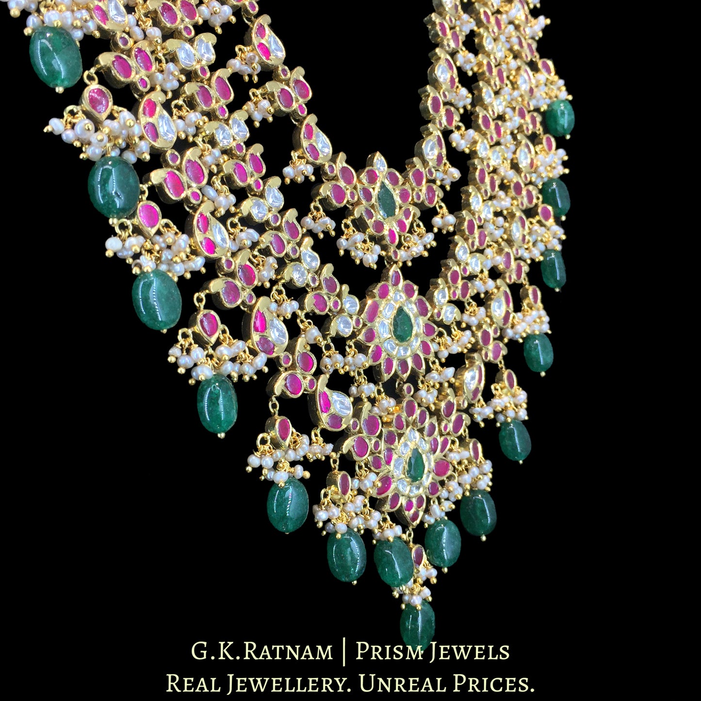 18k Gold and Diamond polki south-style three-layered Necklace