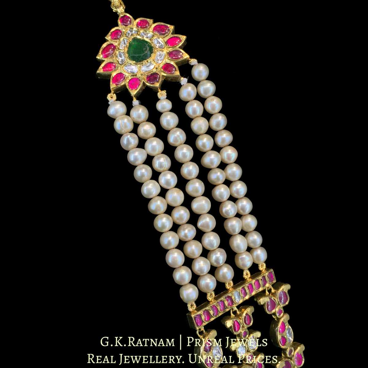 18k Gold and Diamond polki south-style three-layered Necklace