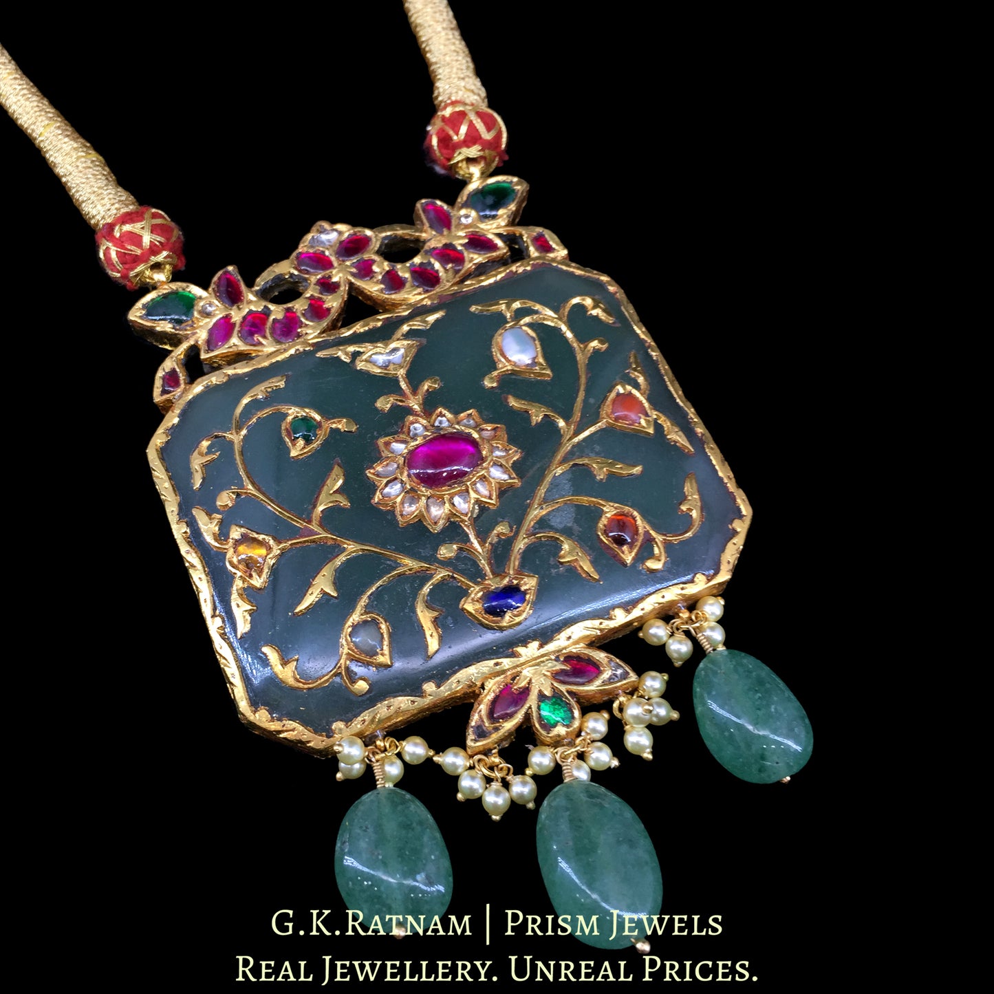 23k Gold and Diamond Polki Holdali Pendant