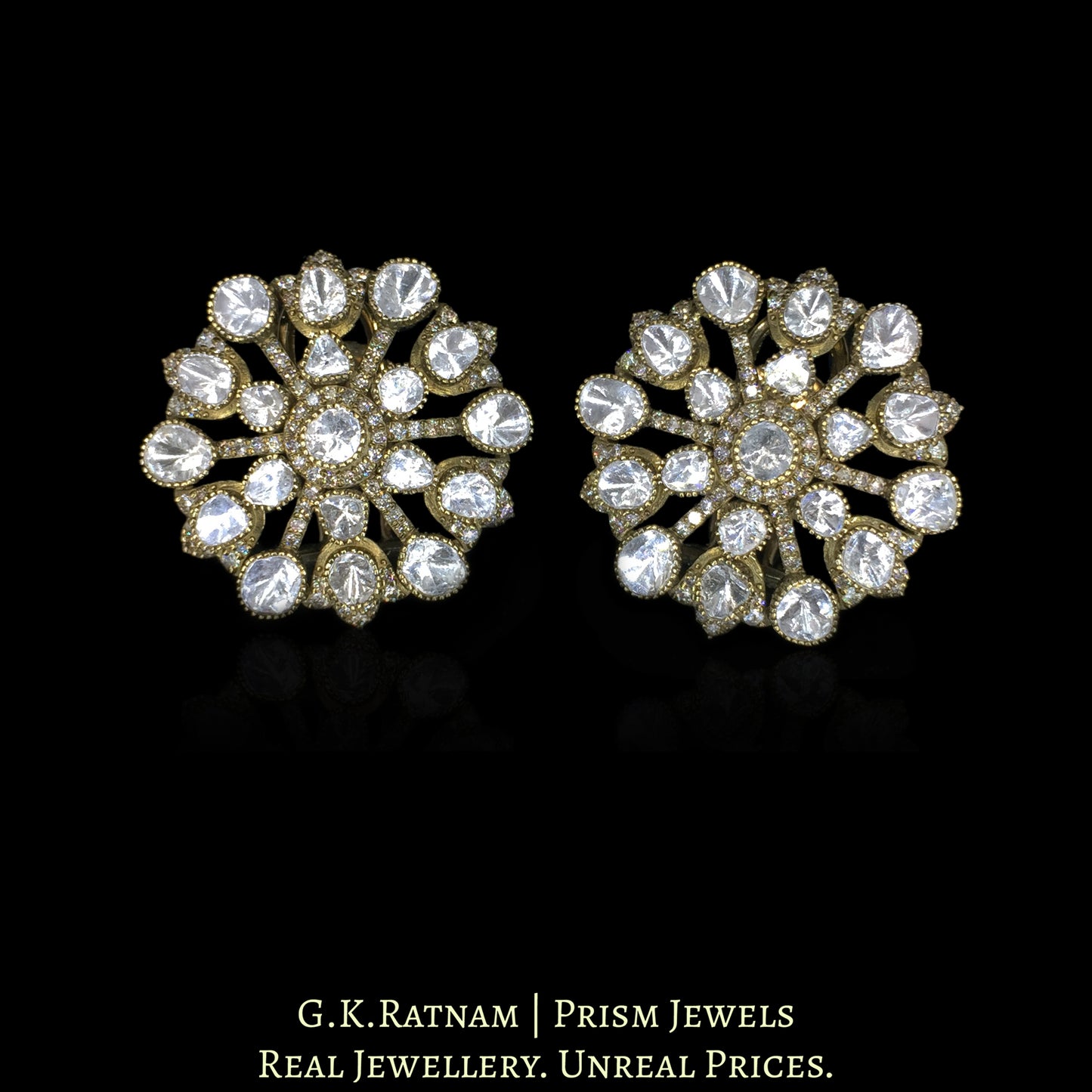 14K Gold And Diamond Polki Open Setting Karnfools - G. K. Ratnam