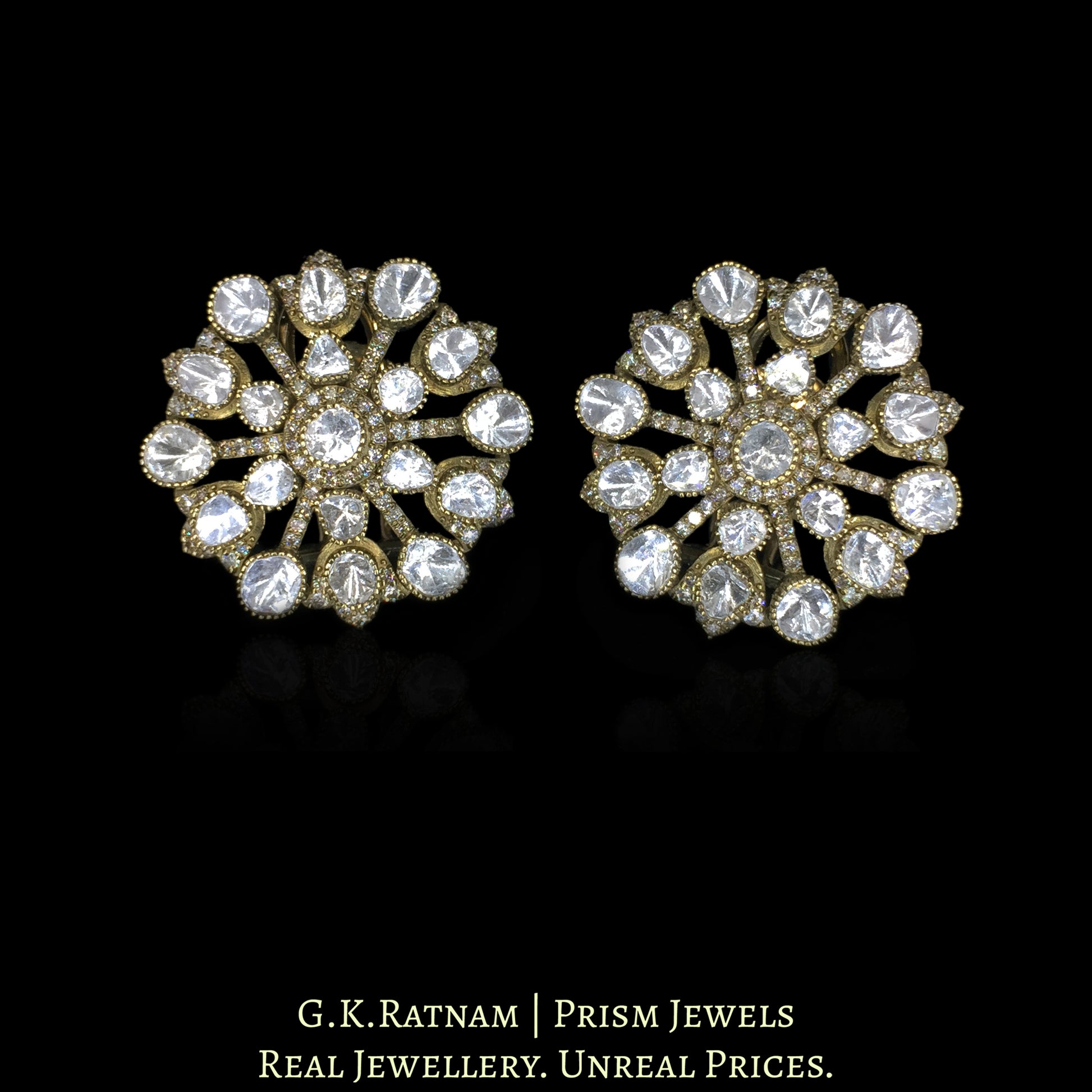 14K Gold And Diamond Polki Open Setting Karnfools - G. K. Ratnam