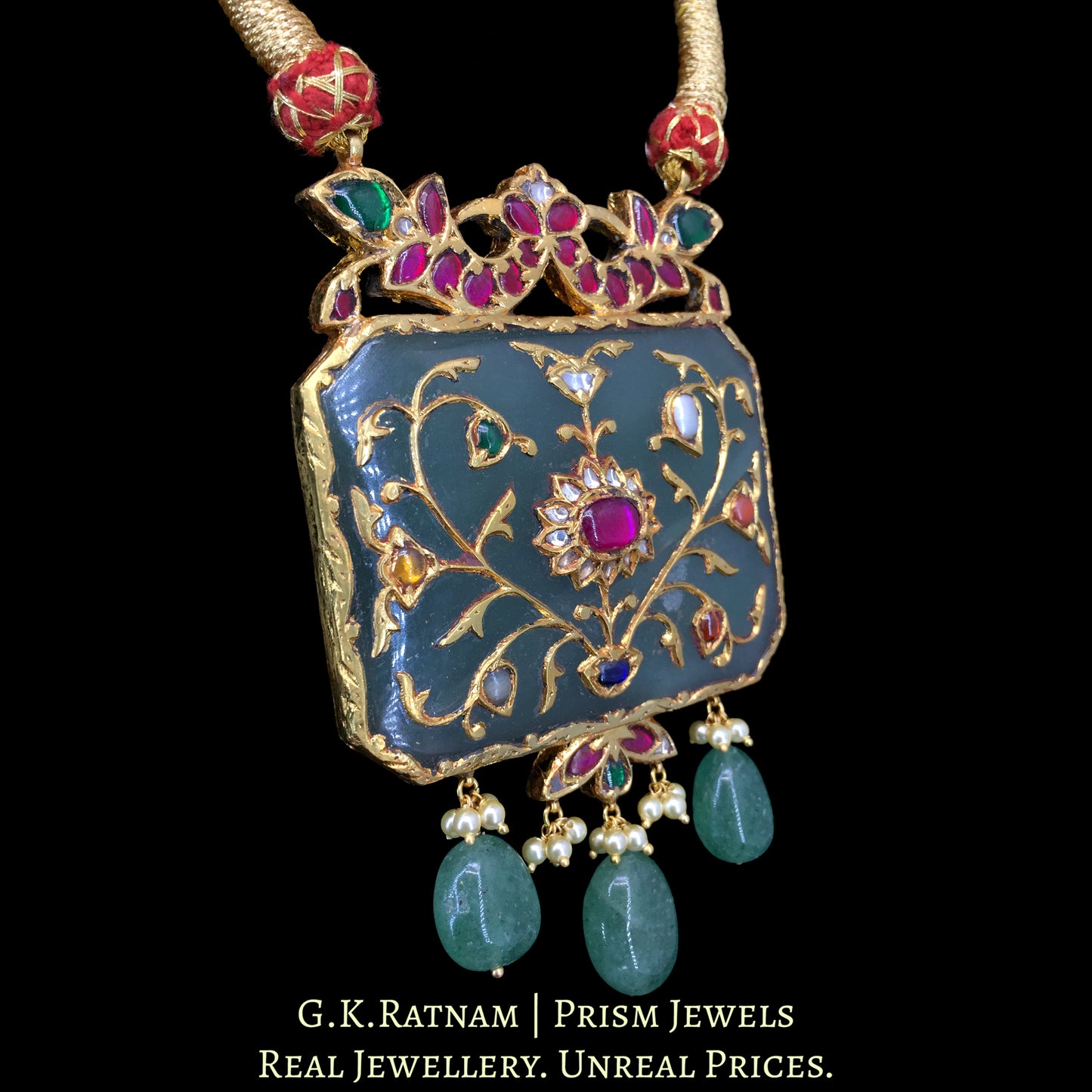 23k Gold and Diamond Polki Holdali Pendant