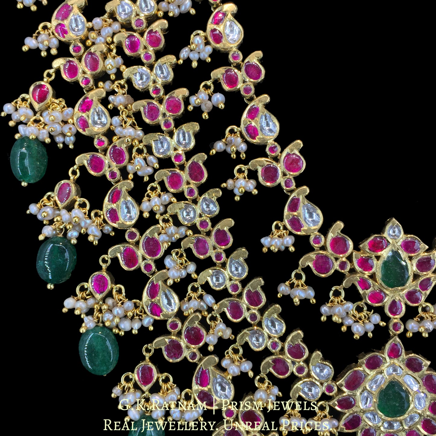 18k Gold and Diamond polki south-style three-layered Necklace