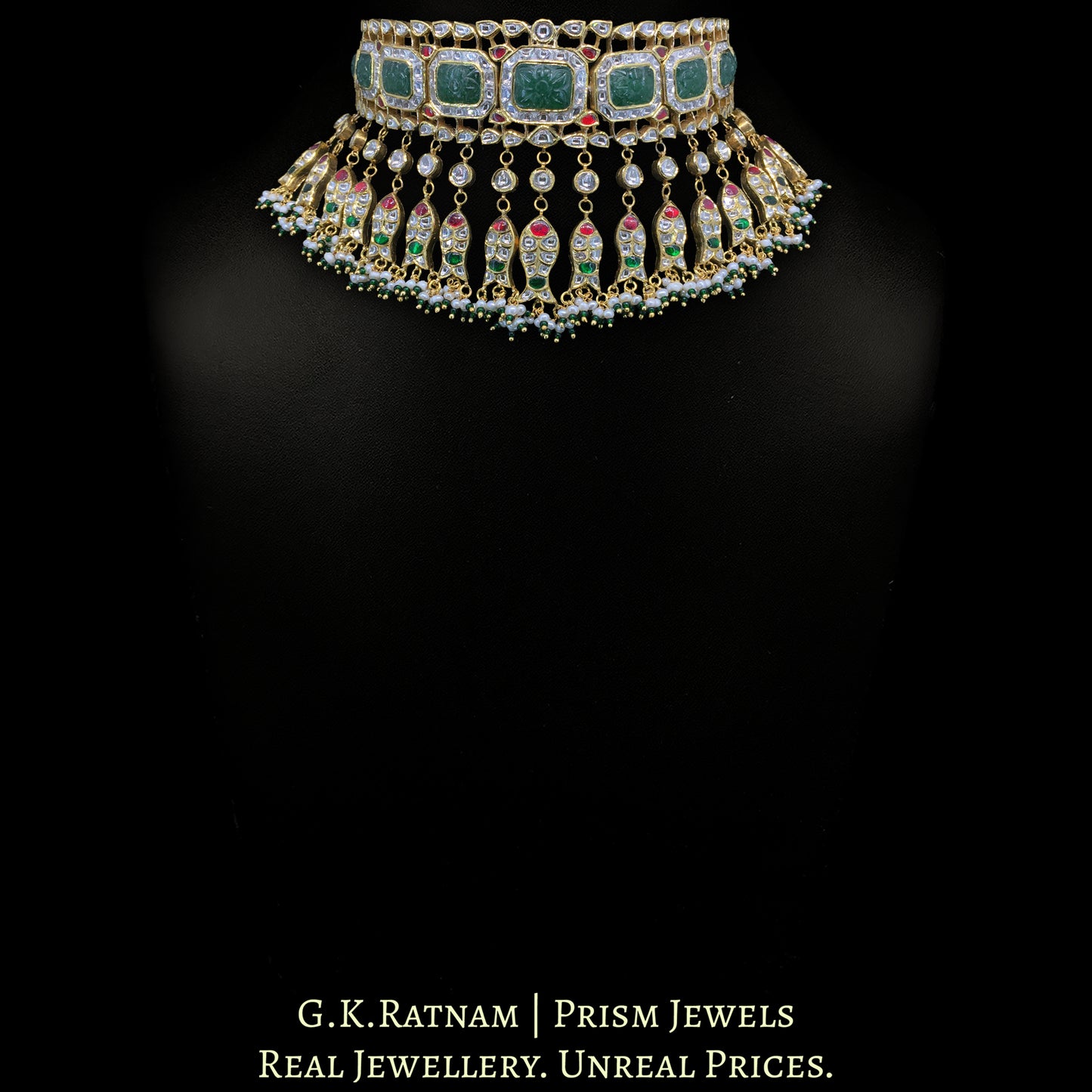 18k Gold and Diamond Polki Choker Necklace Set