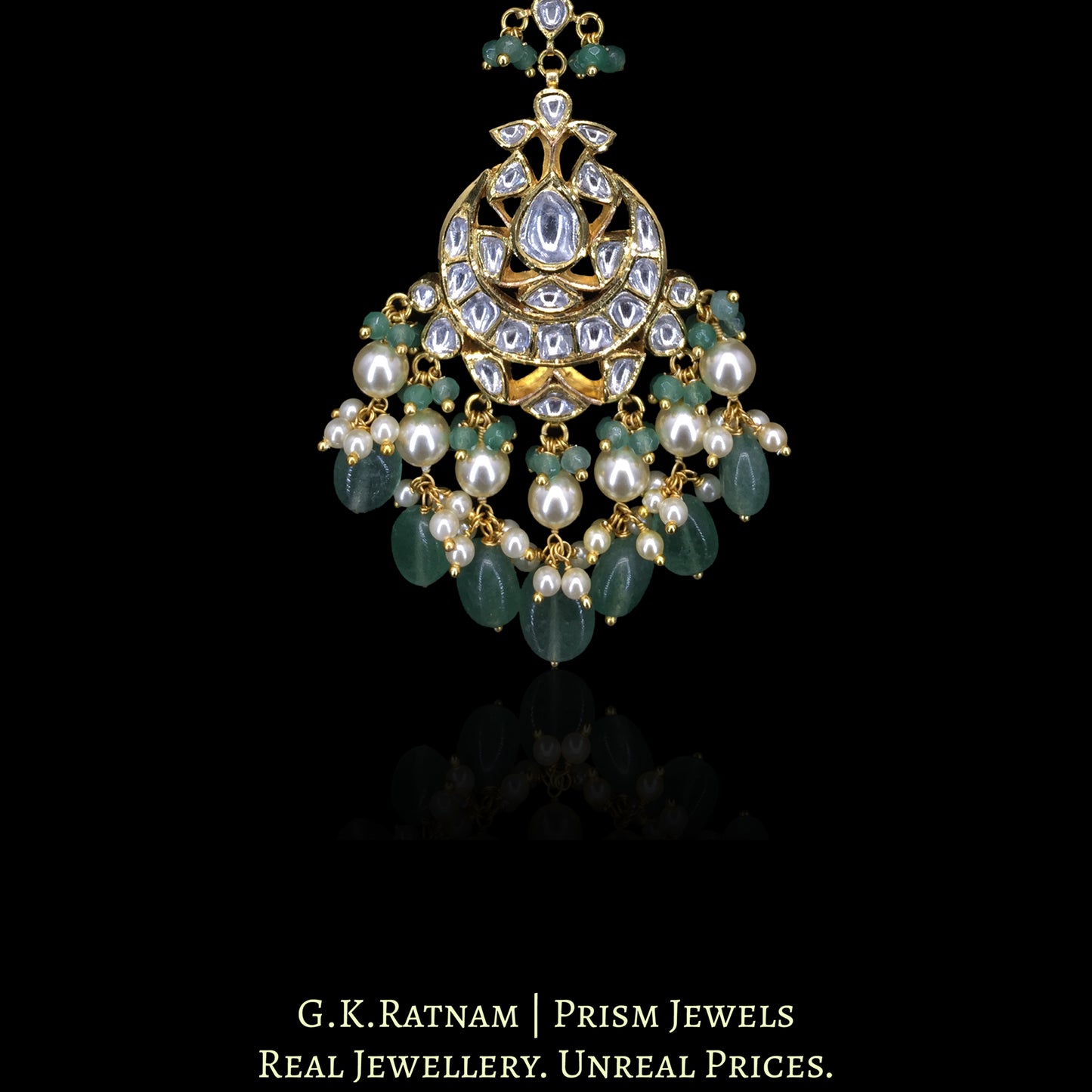 18k Gold and Diamond Polki Maang Tika