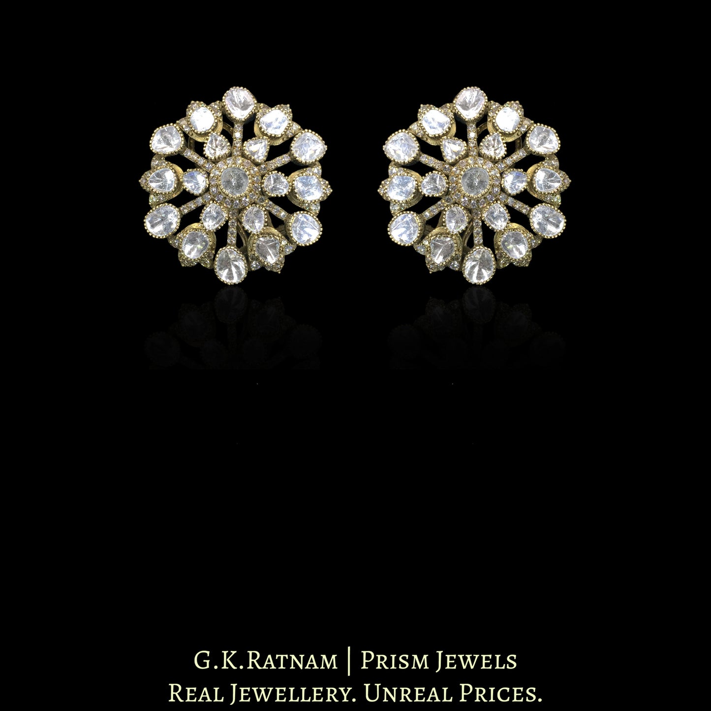 14K Gold And Diamond Polki Open Setting Karnfools - G. K. Ratnam