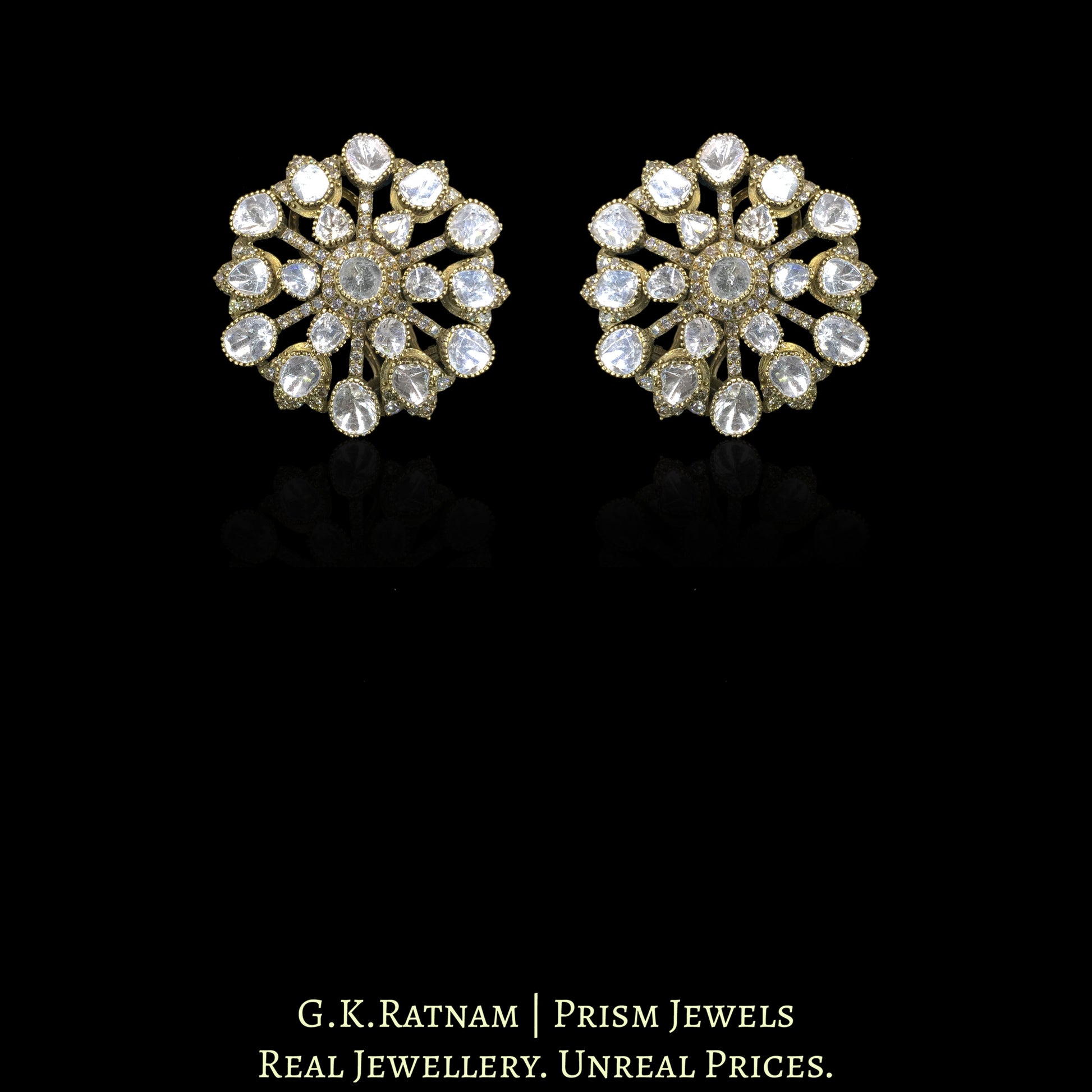 14K Gold And Diamond Polki Open Setting Karnfools - G. K. Ratnam