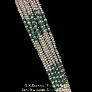 23k Gold and Diamond Polki Holdali Pendant with Antiqued Freshwater Pearls