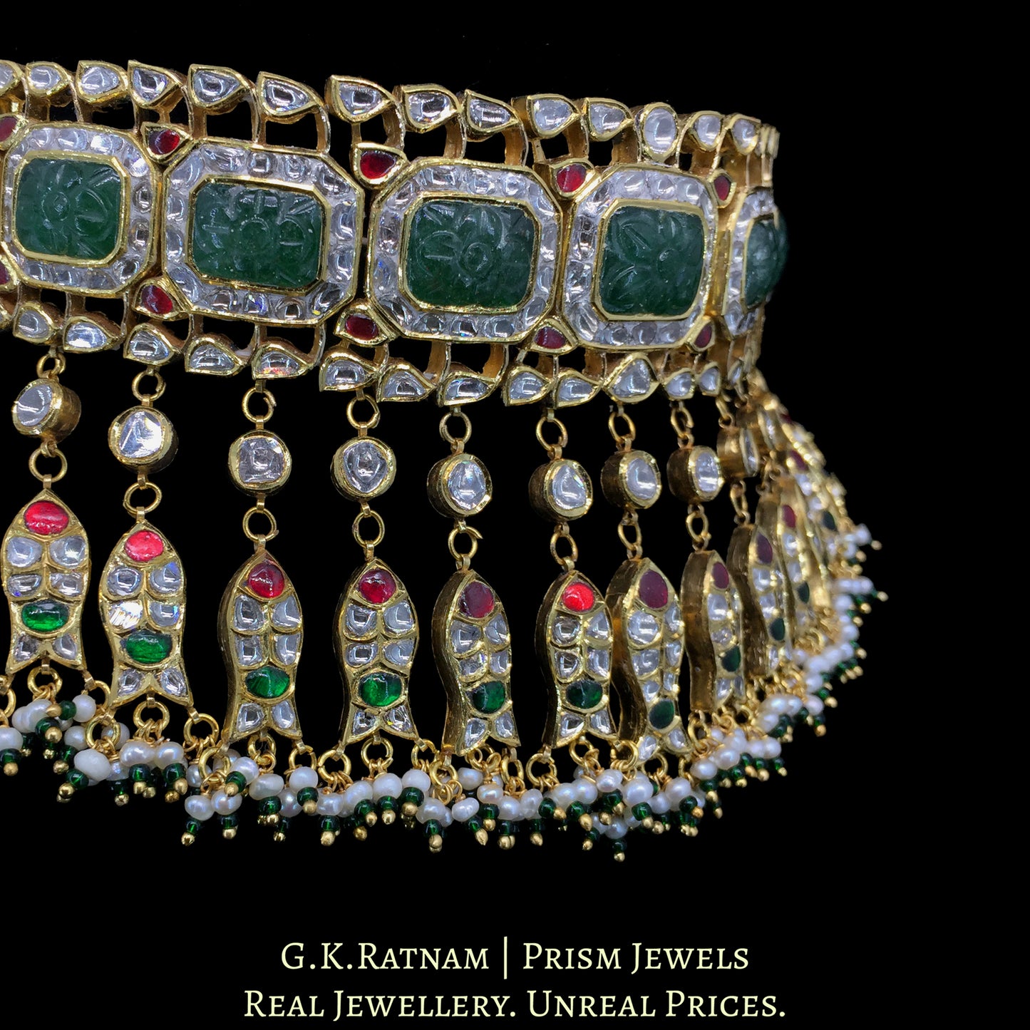 18k Gold and Diamond Polki Choker Necklace Set