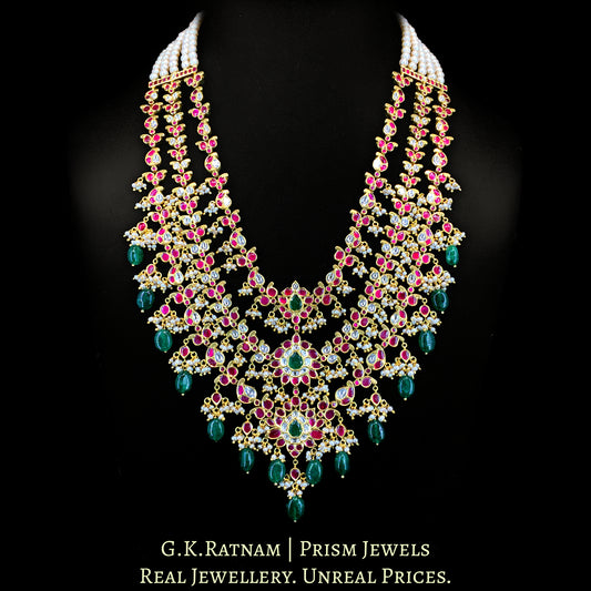 18k Gold and Diamond polki south-style three-layered Necklace - G. K. Ratnam