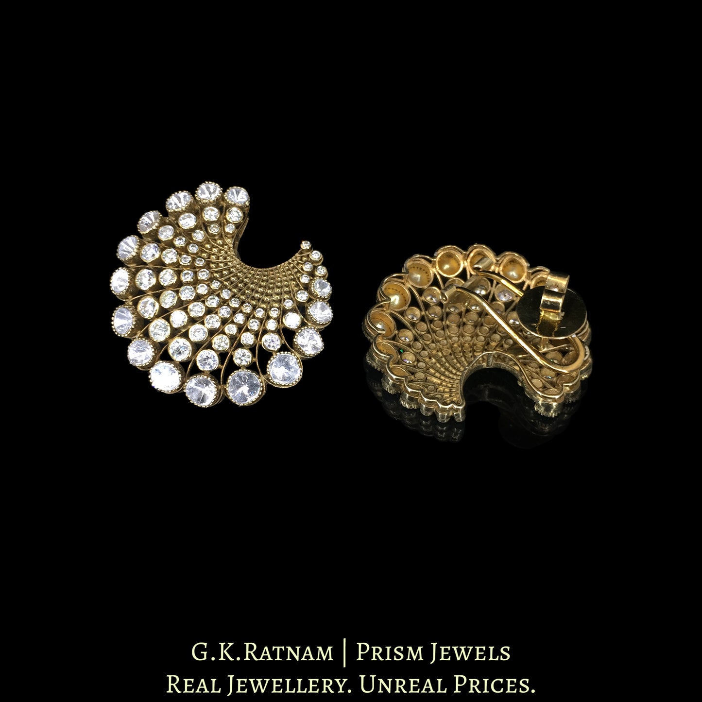 14K Gold And Diamond Polki Open Setting Karnfool - G. K. Ratnam