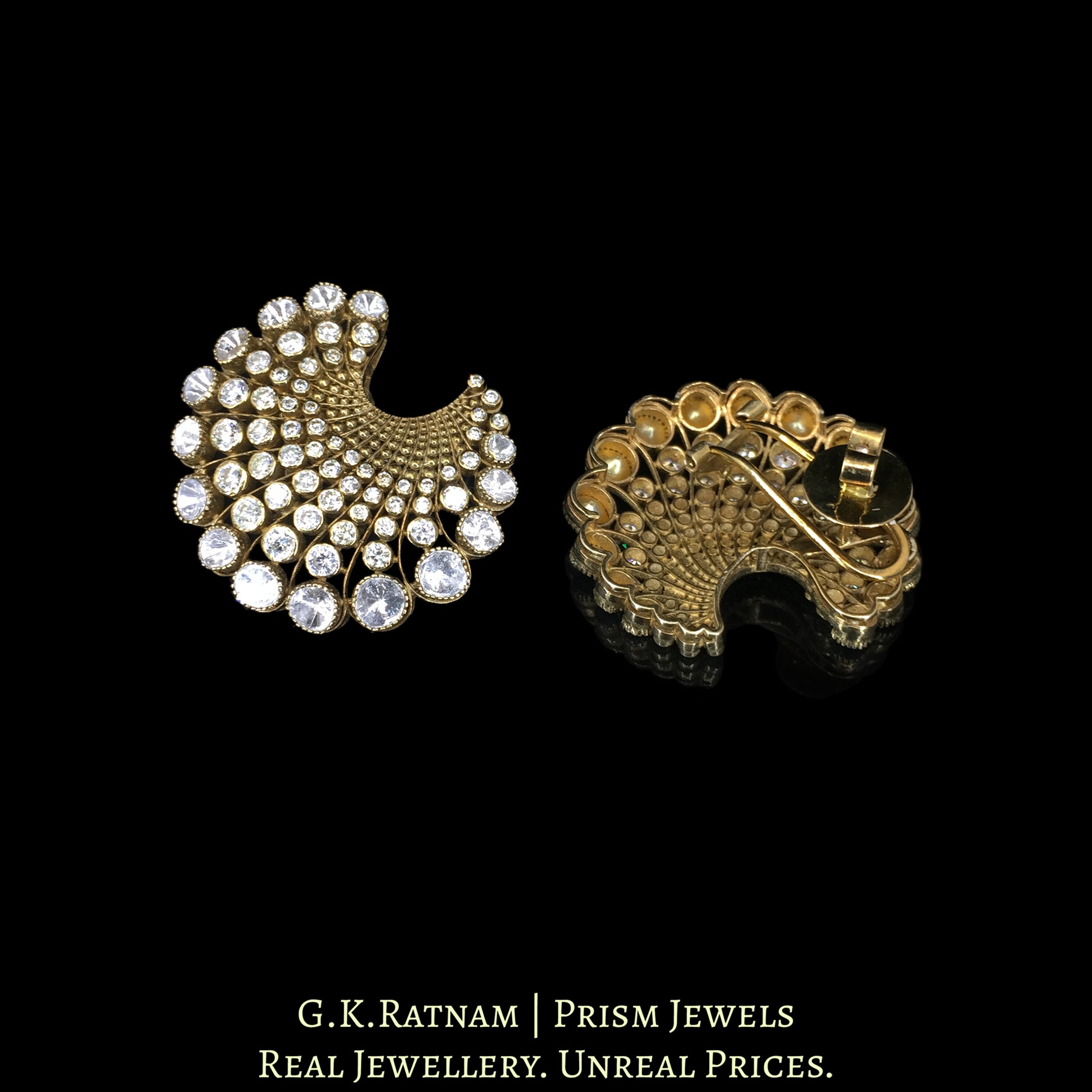 14K Gold And Diamond Polki Open Setting Karnfool - G. K. Ratnam