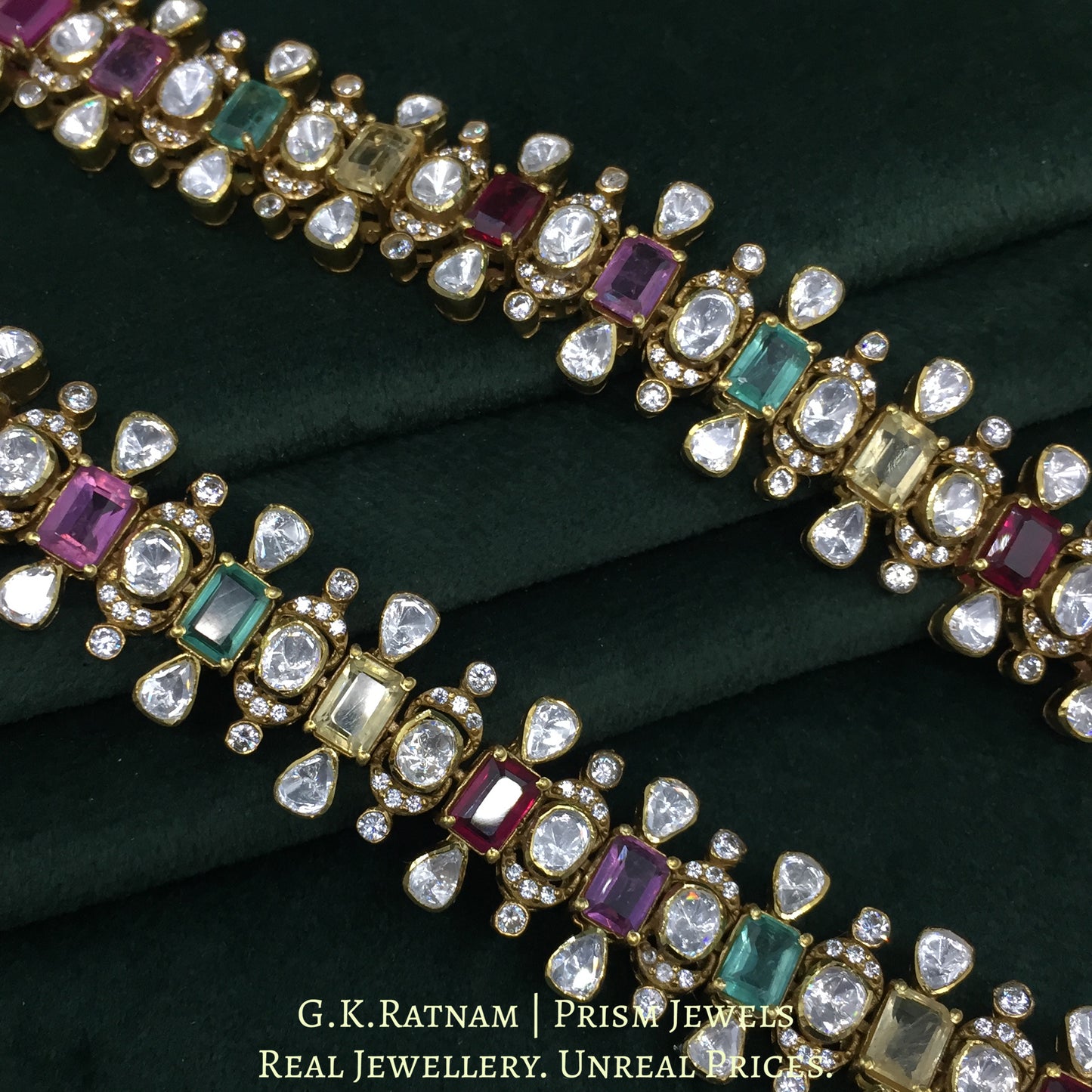 925 Silver Moissanite Bracelet Pair With Multicolor Stones - G. K. Ratnam
