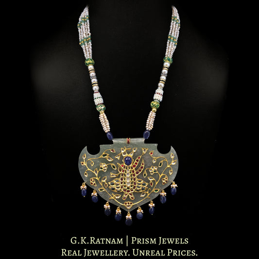 23K Gold And Diamond Polki Shrinath Ji Pendant With Stone - G. K. Ratnam