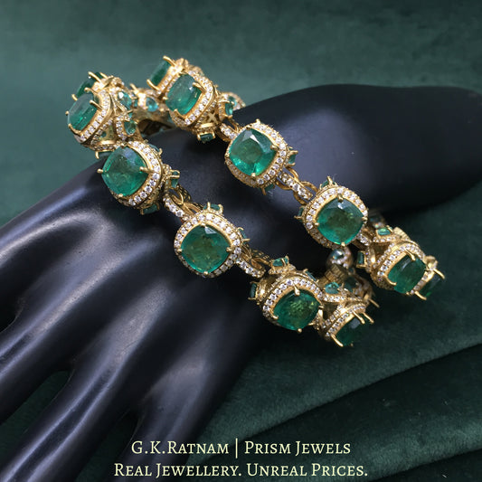 925 Silver Moissanite Polki Bangle Pair With Labgrown - G. K. Ratnam
