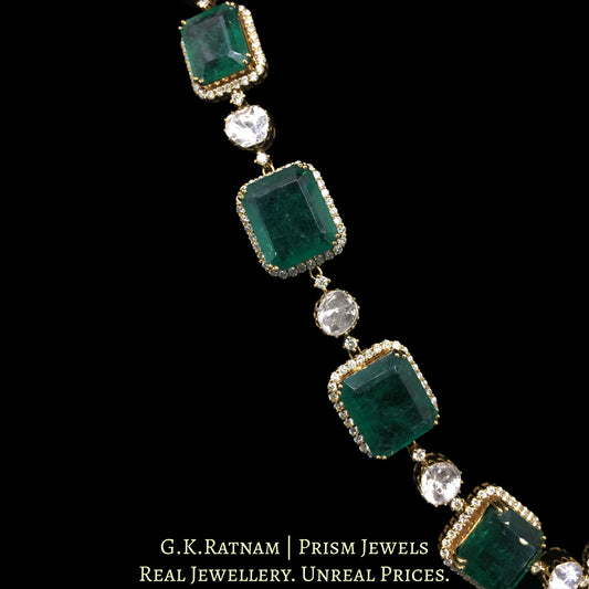 14K Gold And Diamond Polki Open Setting Necklace With Lab grown Emeralds - G. K. Ratnam