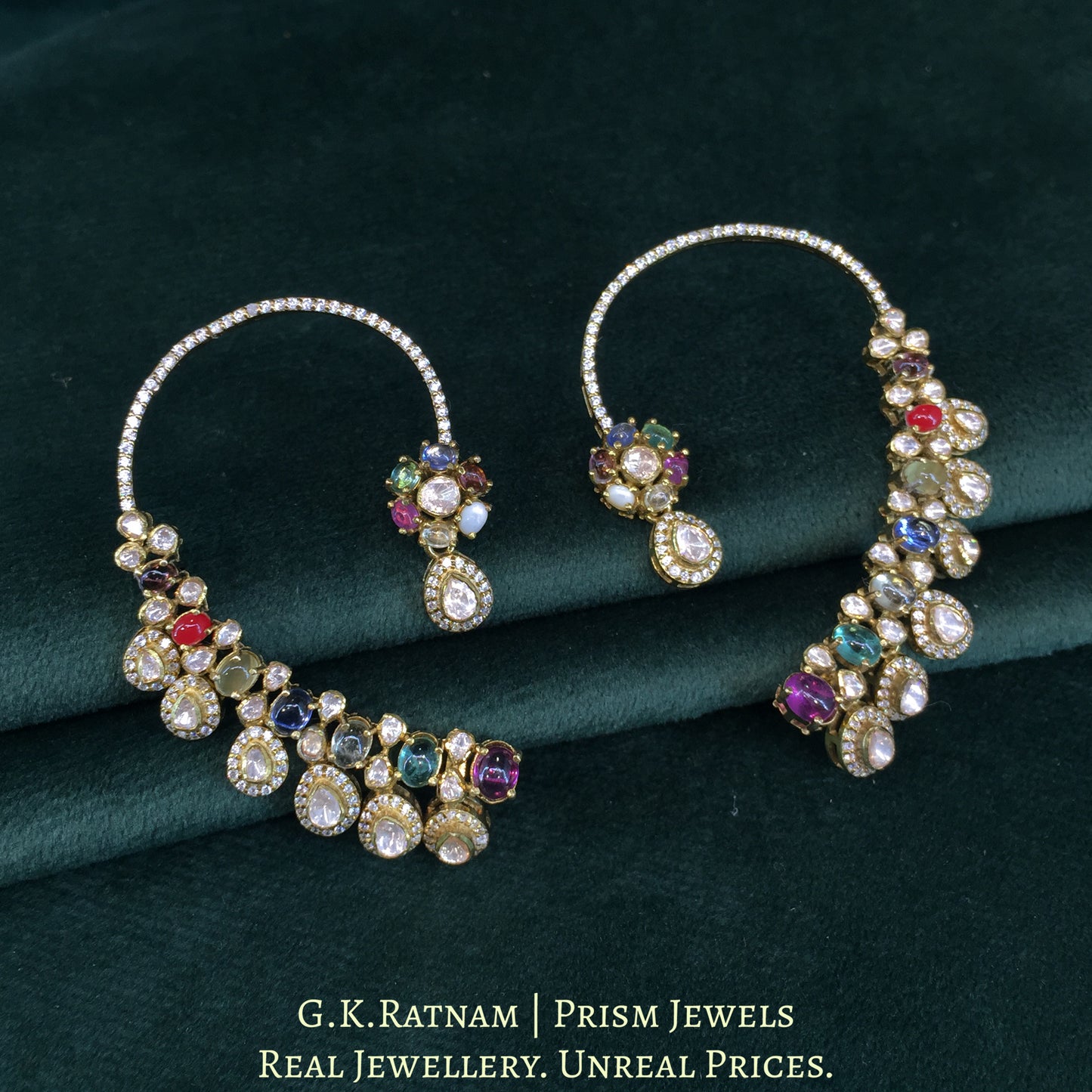 925 Silver And Moissanite Polki Earring With Lab-Grown Stones - G. K. Ratnam