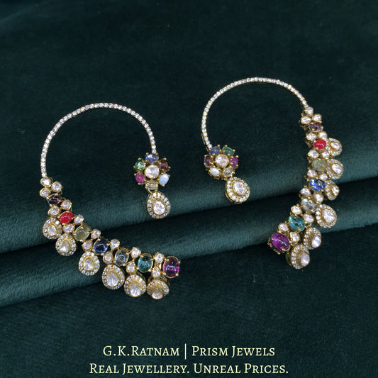 925 Silver And Moissanite Polki Earring With Lab-Grown Stones - G. K. Ratnam