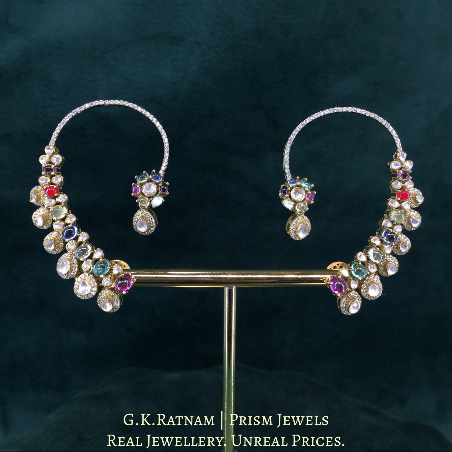925 Silver And Moissanite Polki Earring With Lab-Grown Stones - G. K. Ratnam