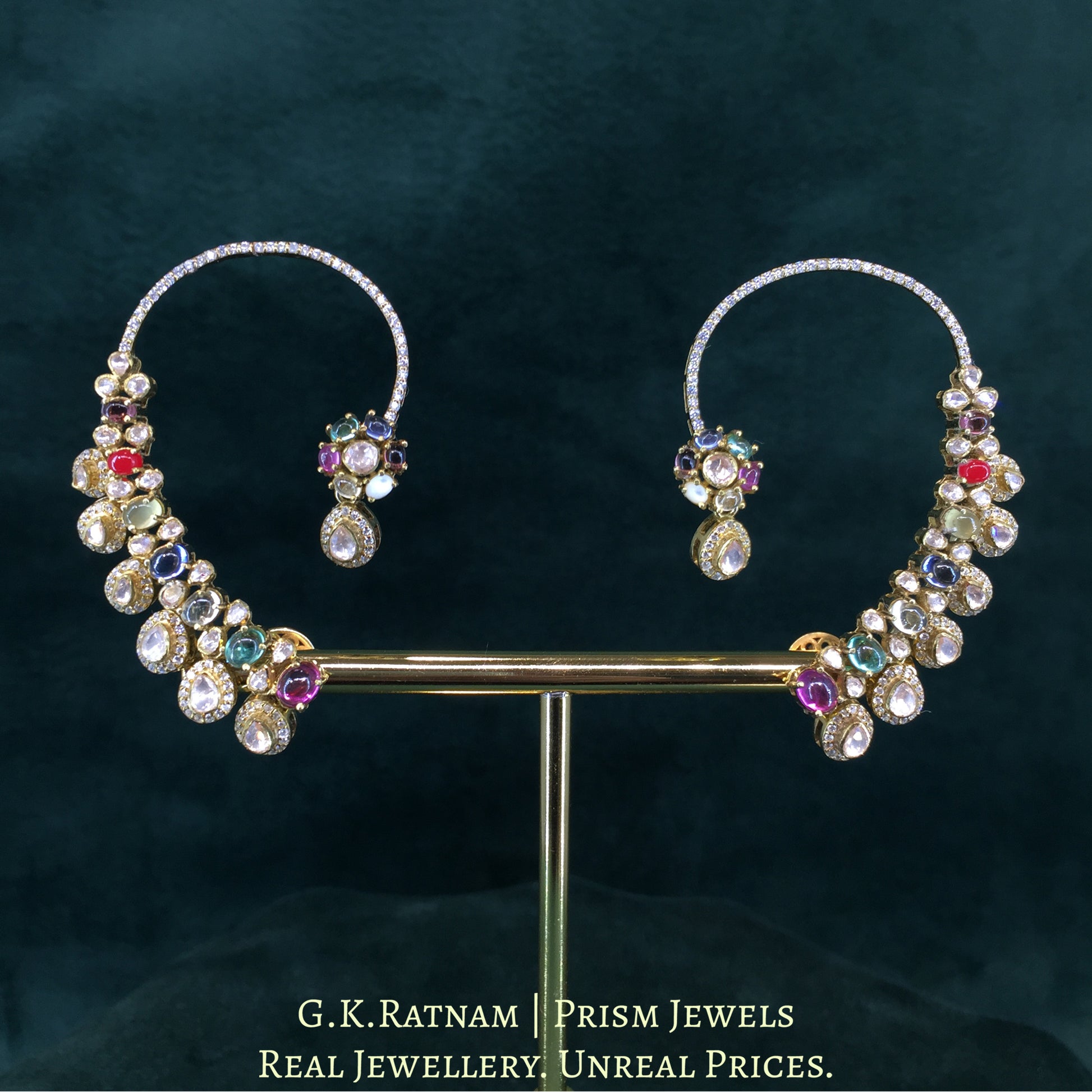925 Silver And Moissanite Polki Earring With Lab-Grown Stones - G. K. Ratnam
