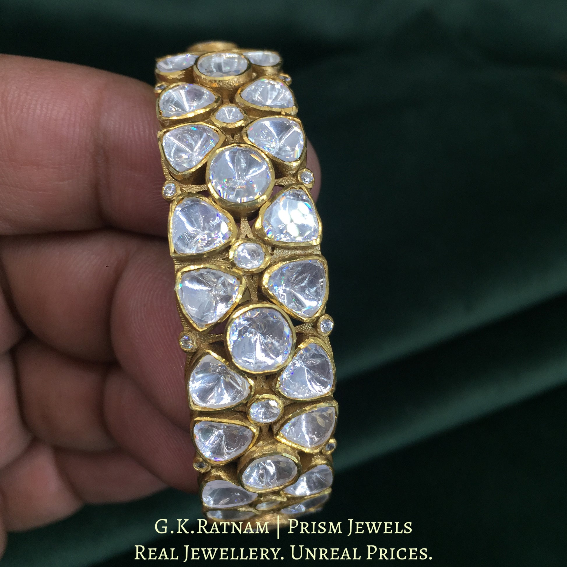 925 Silver And Moissanite Polki Bangle - G. K. Ratnam