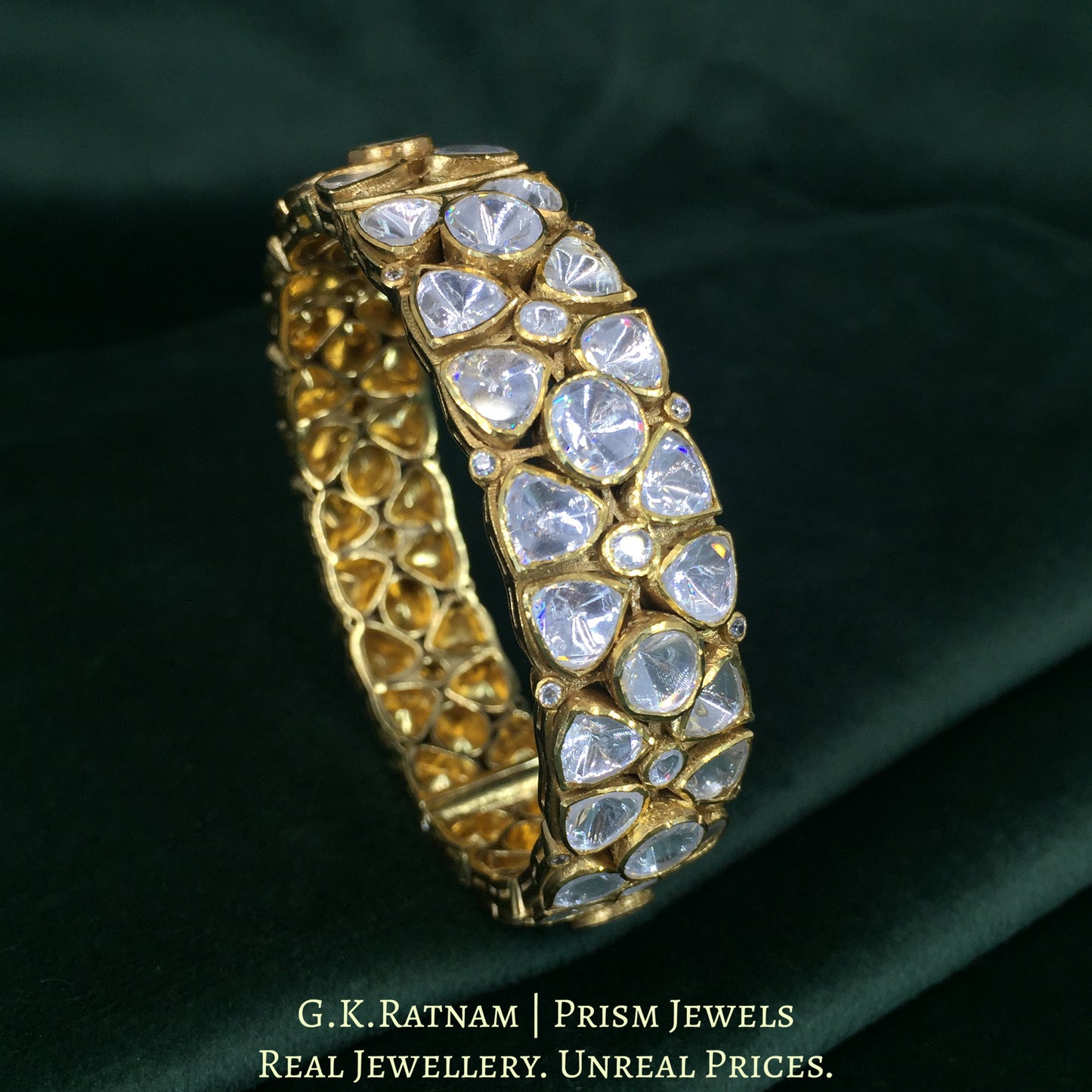 925 Silver And Moissanite Polki Bangle - G. K. Ratnam