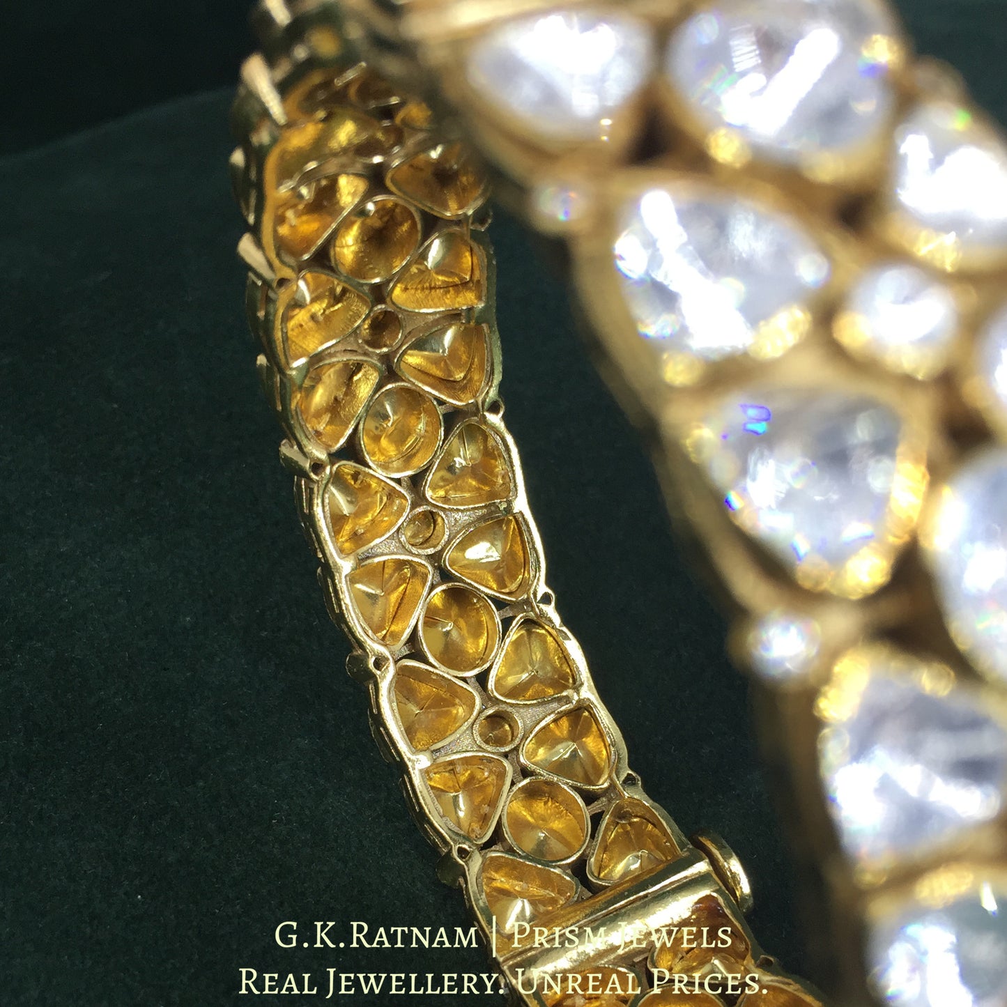 925 Silver And Moissanite Polki Bangle - G. K. Ratnam