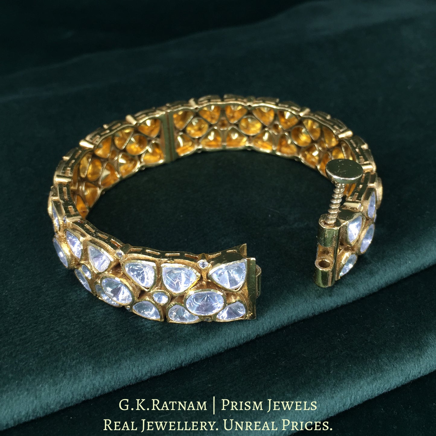 925 Silver And Moissanite Polki Bangle - G. K. Ratnam