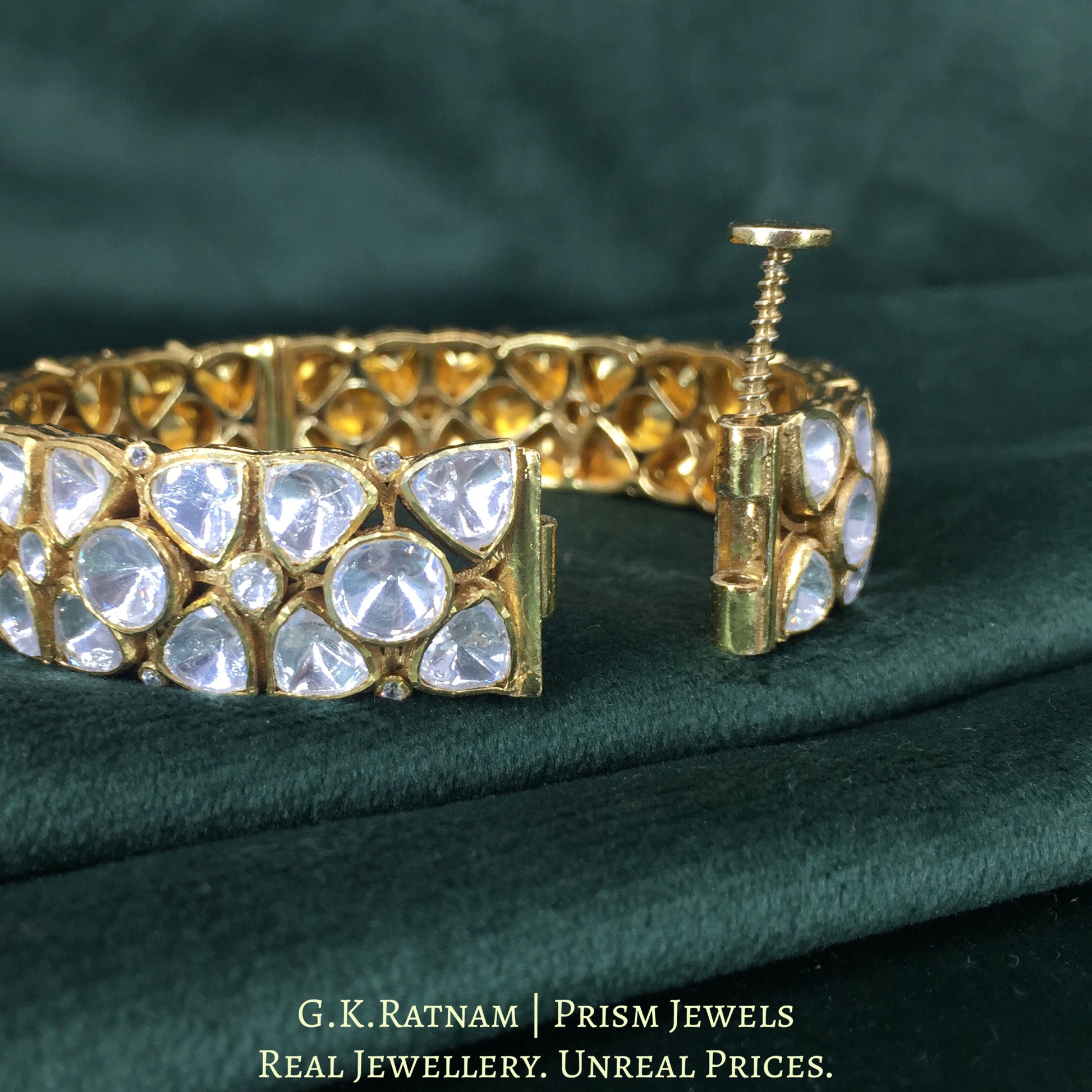 925 Silver And Moissanite Polki Bangle - G. K. Ratnam