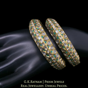 18k Gold and Diamond Polki Bangle Pair